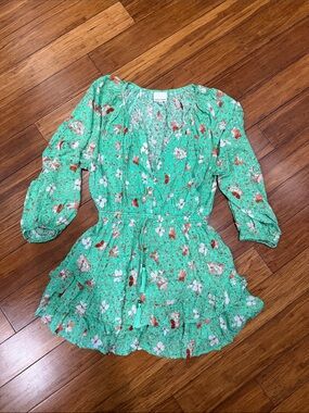 Skylar + Madison Mint Green Floral Sundress with Pink Blossom Print